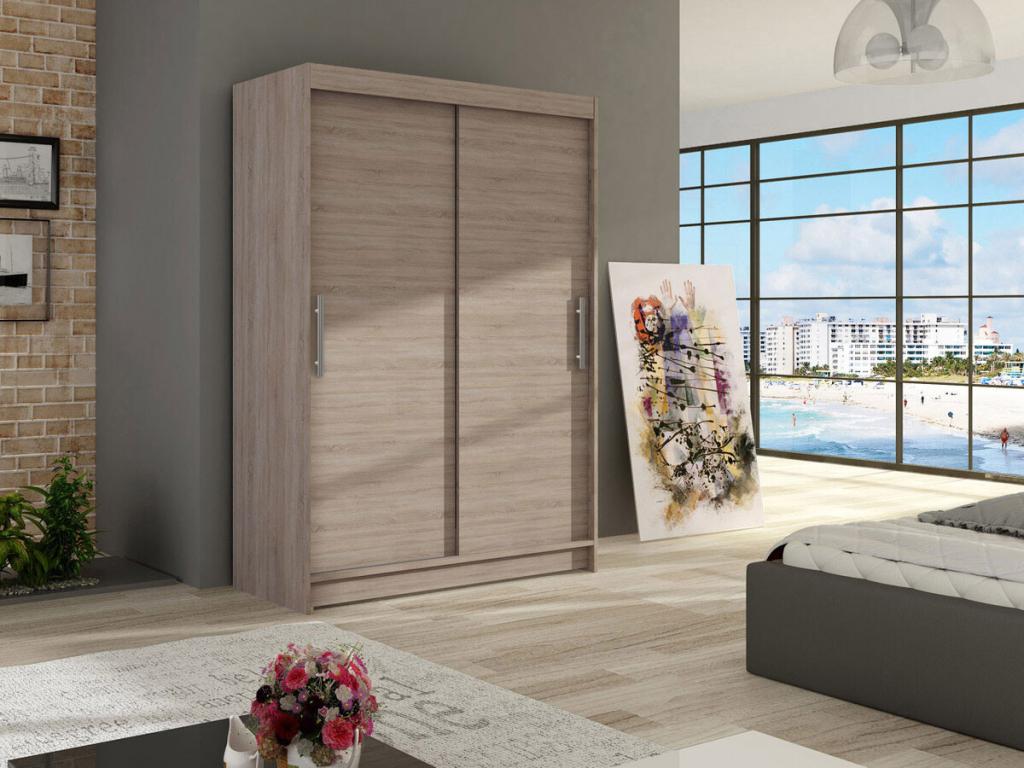 Meubiana 117 Wardrobe, Truffle Oak, 200x120x58cm, Sliding Wardrobe Doors
