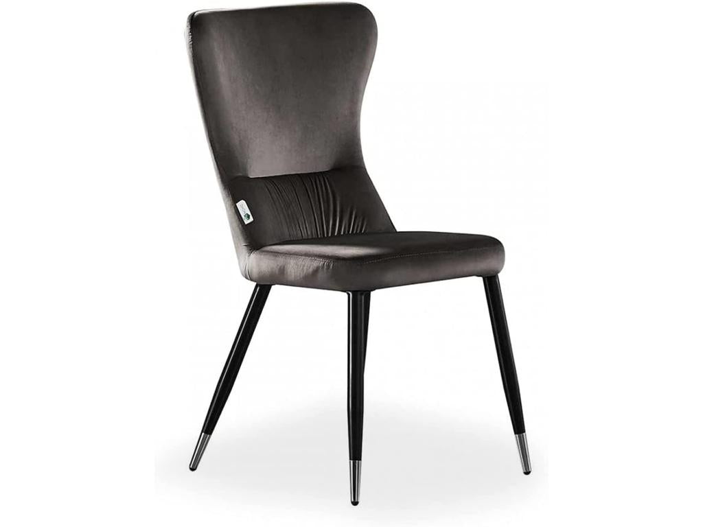 NEW Meubiana - Retro Chair in Grey Velvet - Black/Metal Legs