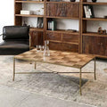 Meubiana rectangular coffee table made from recycled wood and stainless steel legs