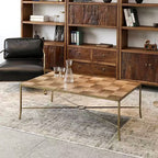 Meubiana rectangular coffee table made from recycled wood and stainless steel legs