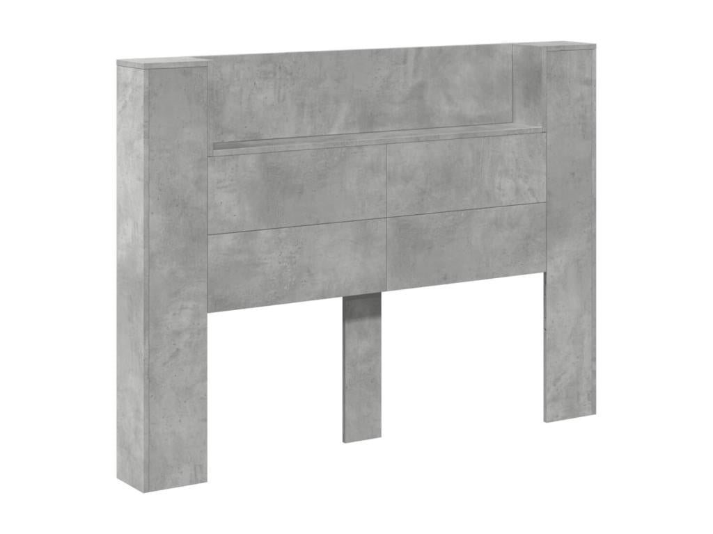 Bedside wardrobe with LED lighting, concrete grey, 140x16.5x103.5 cm