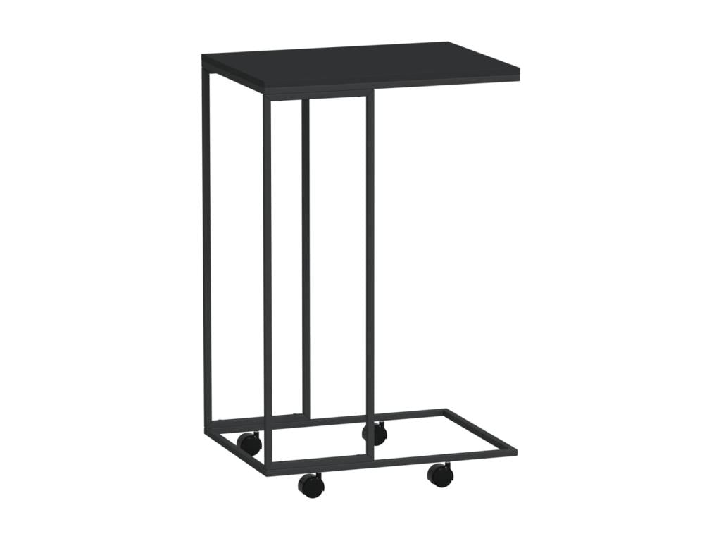 Side table with wheels, black, 40x30x63.5 cm, engineered wood