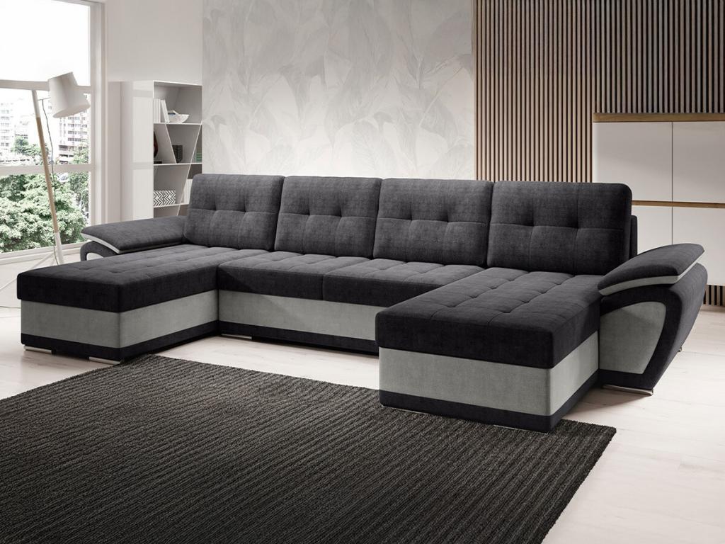 Homzora 115 Grey Corner Sofa with Sleeping Function and Bed Box, 336x157x97cm