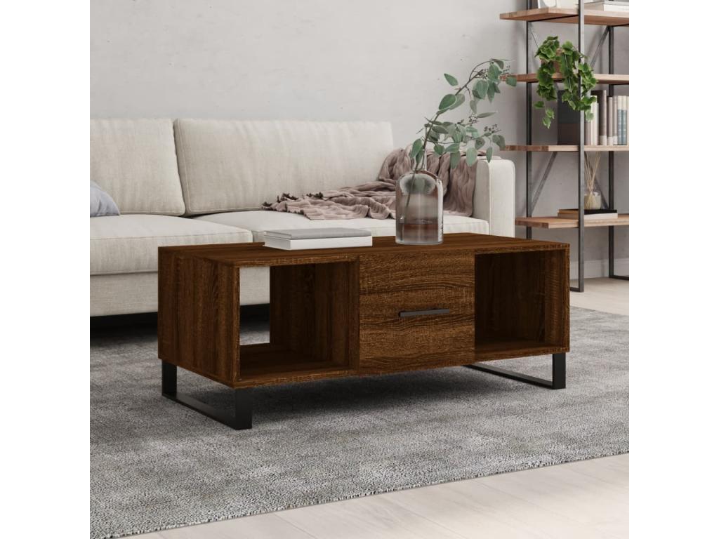 Brown oak coffee table 102x50x40 engineered wood