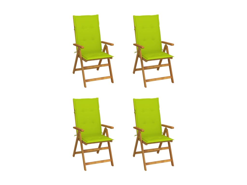 Set of 4 reclining garden chairs and cushions, Meubiana wood
