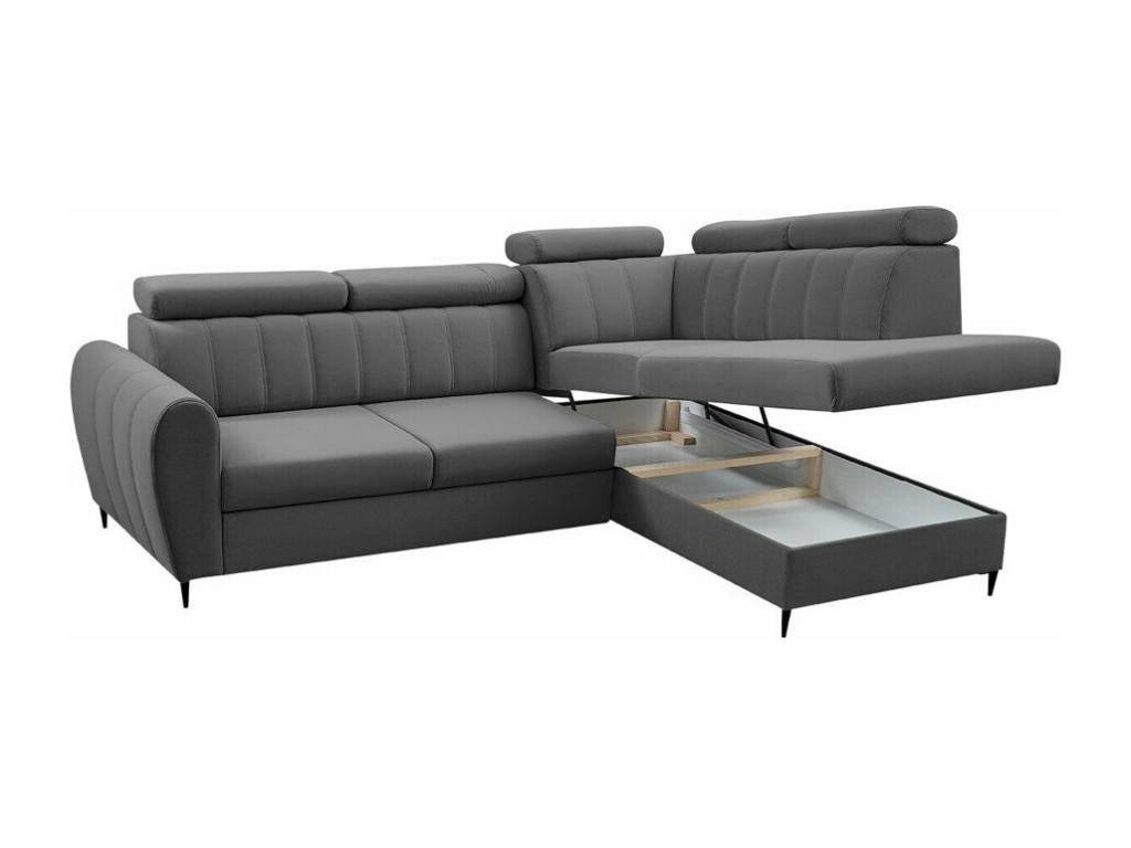 Meubiana 125 Corner Sofa Light Brown with Sleeping Function and 264x200cm Sleeping Box