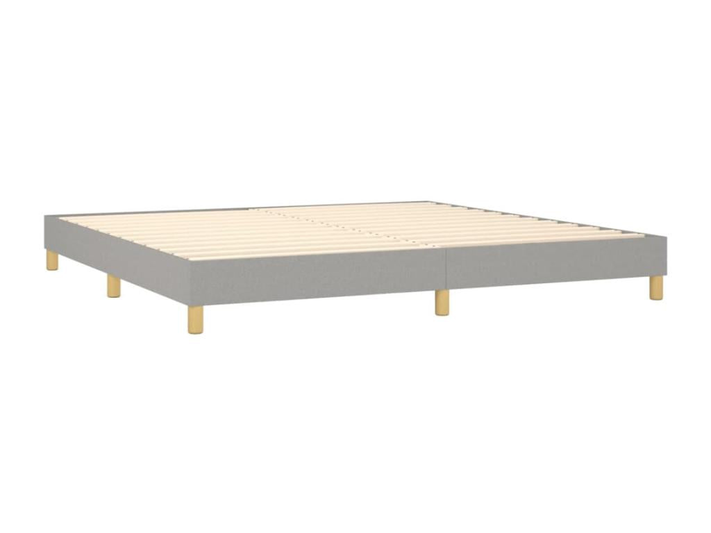 Upholstered bed base with mattress, light grey, 200x200cm, fabric