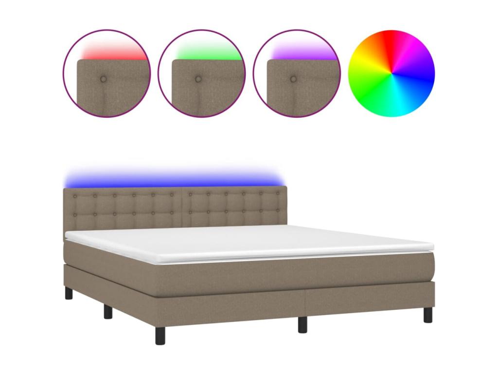 Upholstered bed base with mattress and LED lighting, Meubiana 160x200 cm, Fabric