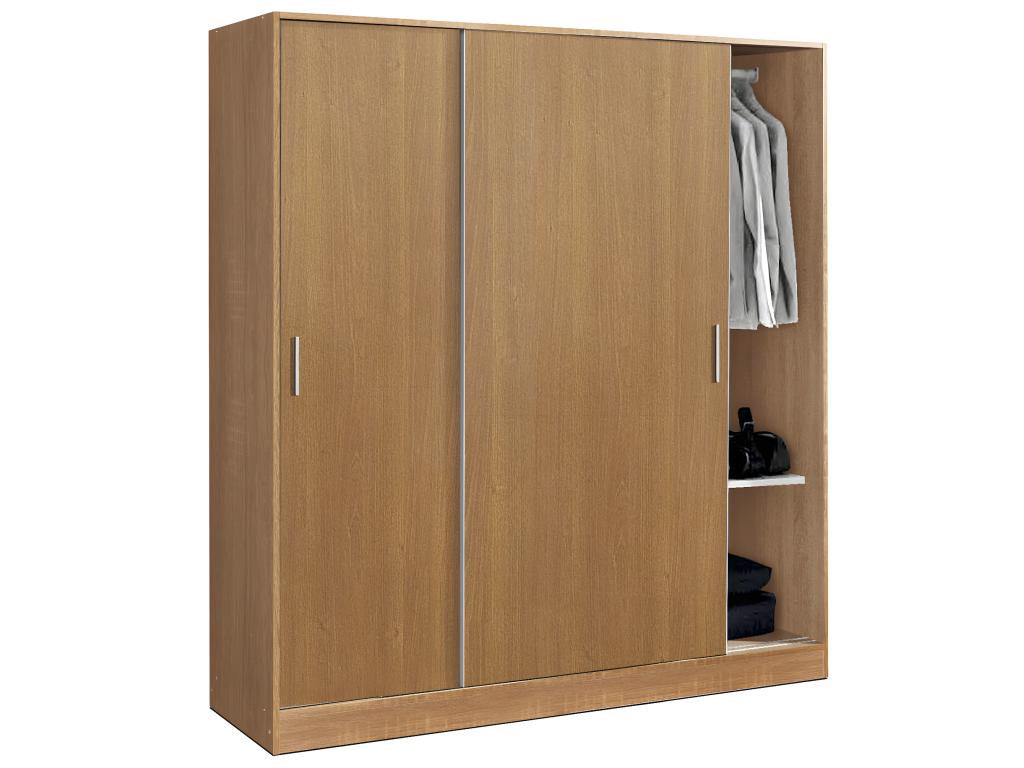 Wardrobe/storage cupboard with 2 sliding doors in cherry wood color - length 182 x depth 56 x height 200 cm