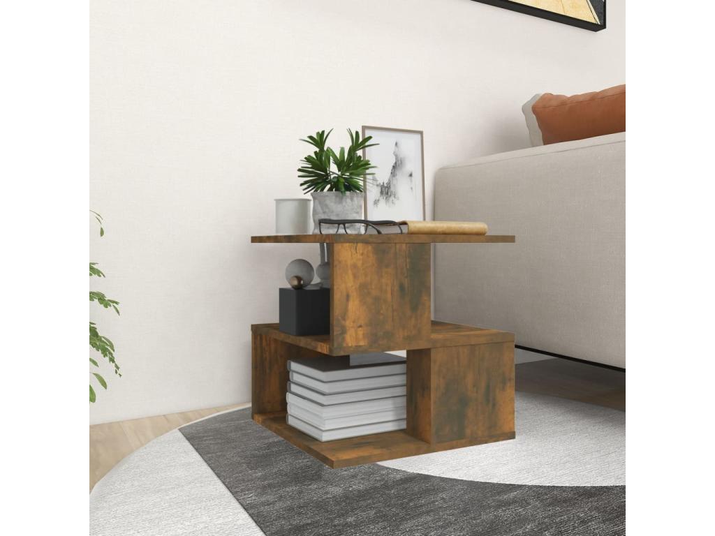 Smoked Oak Side Table 40x40x40 Engineered Wood