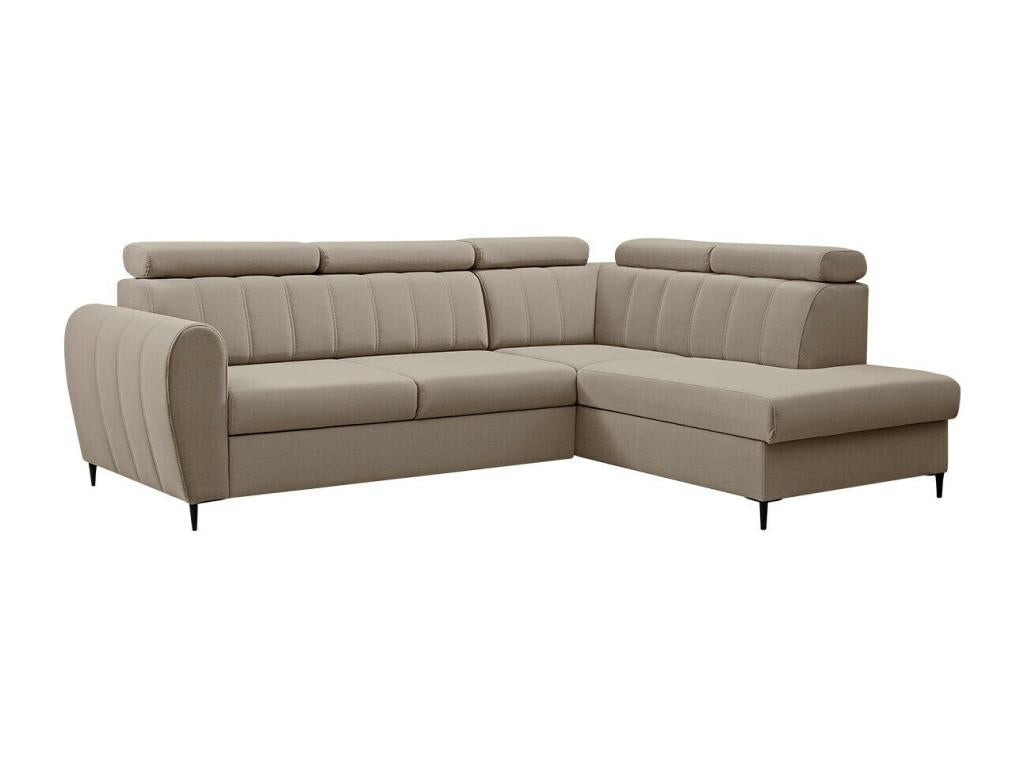 Meubiana 125 Corner Sofa Light Brown with Sleeping Function and 264x200cm Sleeping Box
