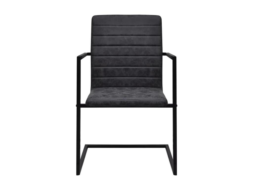Cantilever dining chairs, set of 4, black faux leather