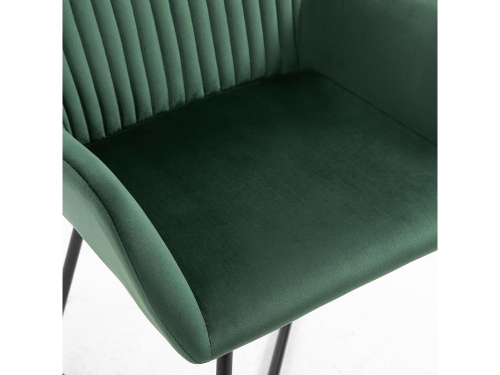Set of 2 green velvet dining chairs