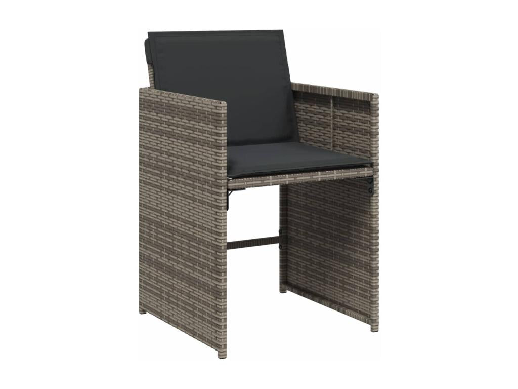 Garden chairs with cushions, set of 4, grey woven resin