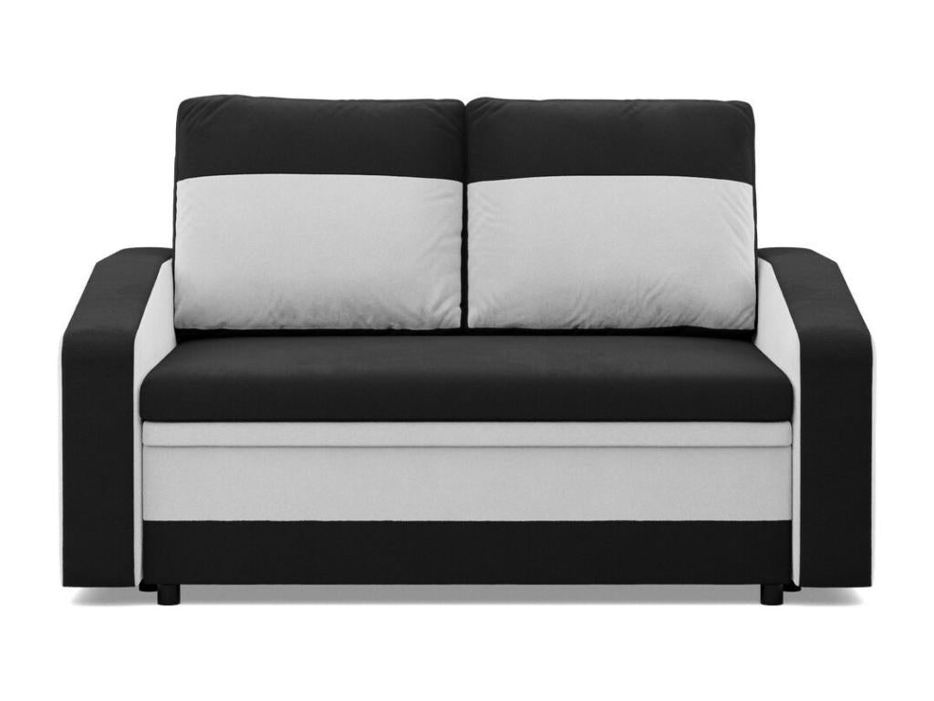 2-seater sofa with sleeper function, black and white