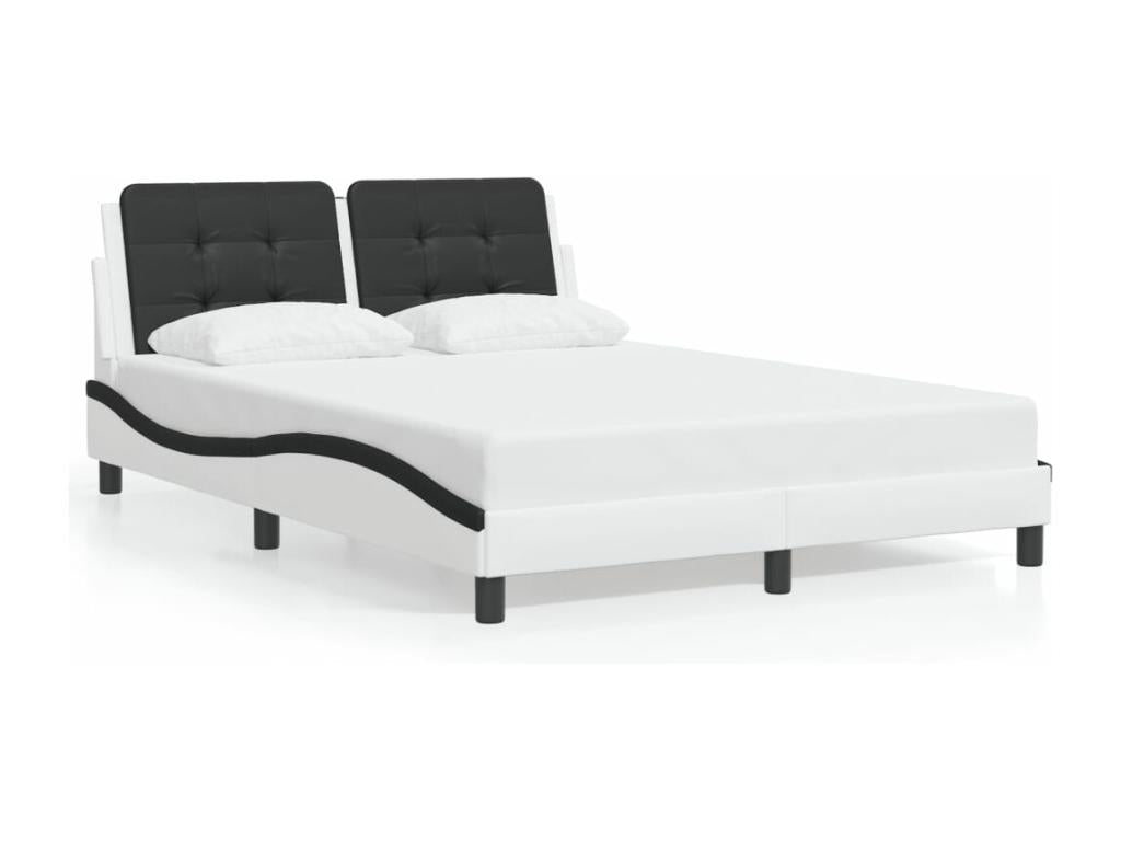 Bed frame with LED lighting, mattress not included, white and black, 120x200 cm