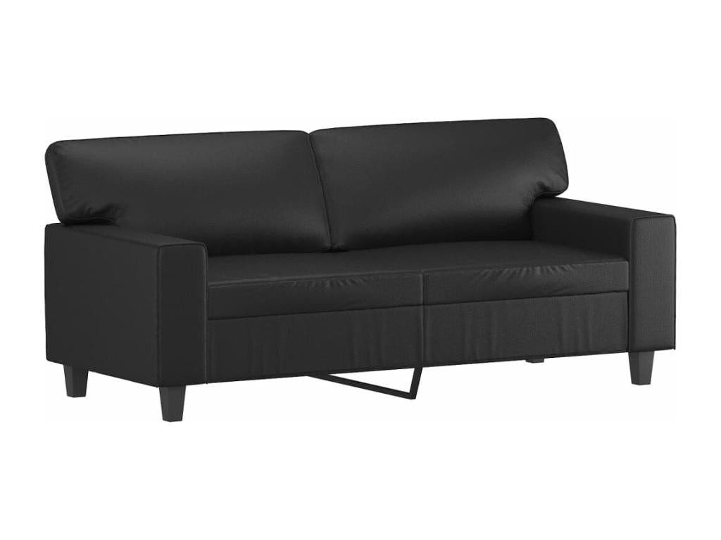 2-piece sofa set with black faux leather cushions